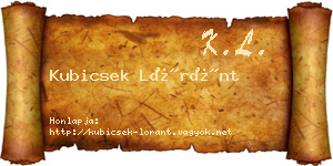 Kubicsek Lóránt névjegykártya