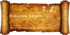 Kubicsek Lóránt névjegykártya